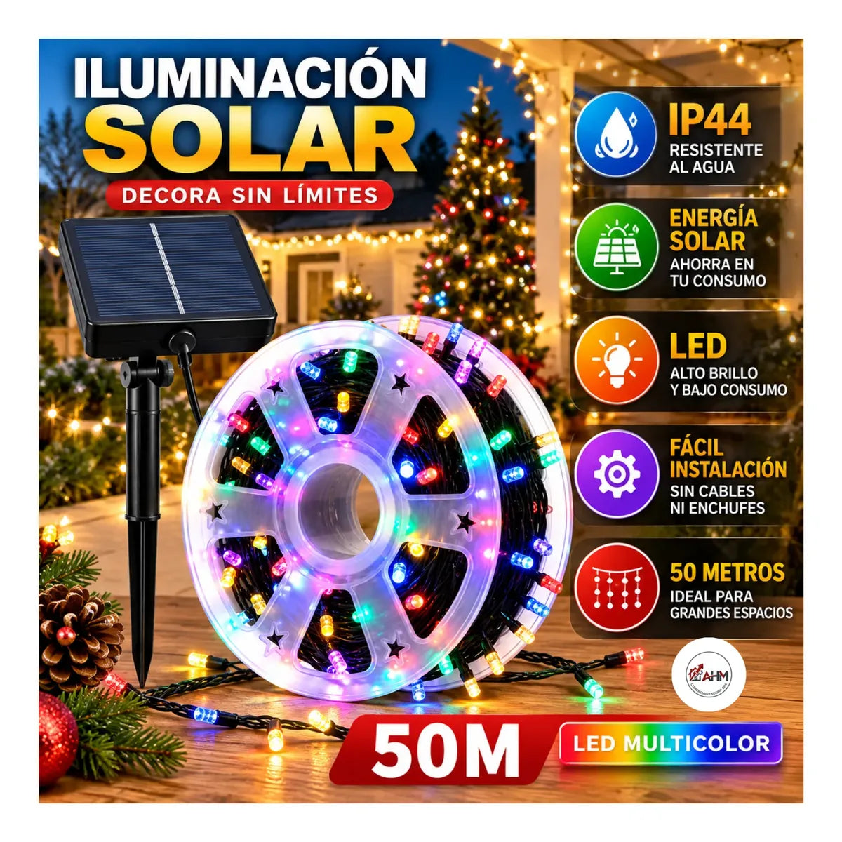Rollo Luces Led Solar de 50 Metros